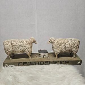 "Friendsheep" Primitive Folk Art SaltBox Sculpture Sheep Figurine David Harden